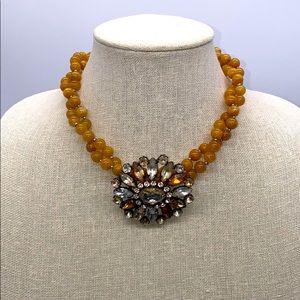 Amber Stone Bead Statement Necklace